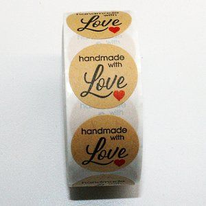 STICKERS - 100 Labels Handmade with Love Thank You Packaging Shipping Supplies